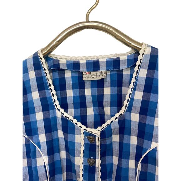Lekra Country Life Square Dance Blue Gingham Blouse Shirt 40 L - Picture 2 of 5